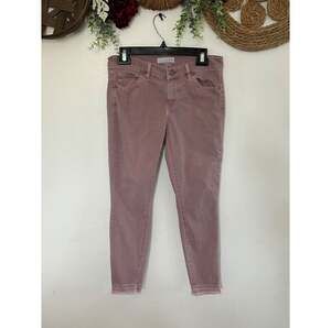 LOFT Modern Skinny Low Rise Cropped Jeans in Mauve Pink with Raw Hem
